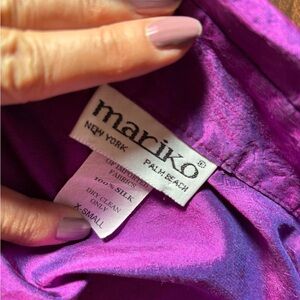 Vintage 80s brilliant purple raw silk shirt dress Sz XS / S